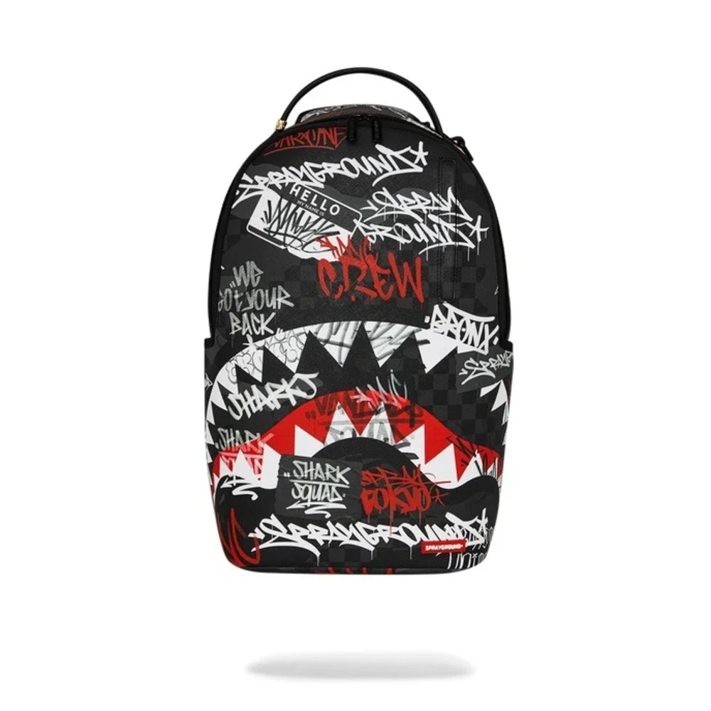 NEW Sprayground Branded Bandit Shark Backpack Black White Red Unisex Streetwear